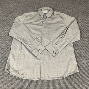 Duchamp Shirt Mens 2XL 18 Gray AOP Tailored Fit Button Up Formal Wedding Career